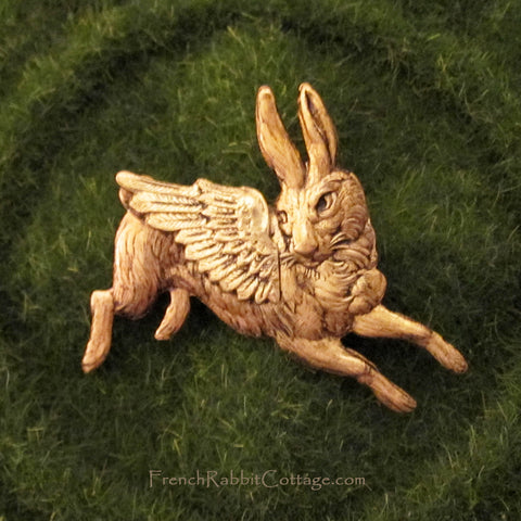 Bunny Rabbit Angel Brooch Pin