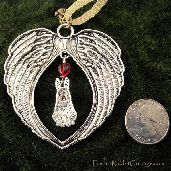 Rabbit Memorial Ornament (Bunny Christmas Ornament, Heart Shaped Angel Wings)