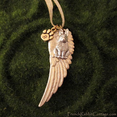 Rabbit Angel Wing Memorial Ornament (Personalized Bunny Christmas Ornament)