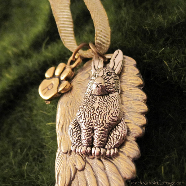 Rabbit Angel Wing Memorial Ornament (Personalized Bunny Christmas Ornament)