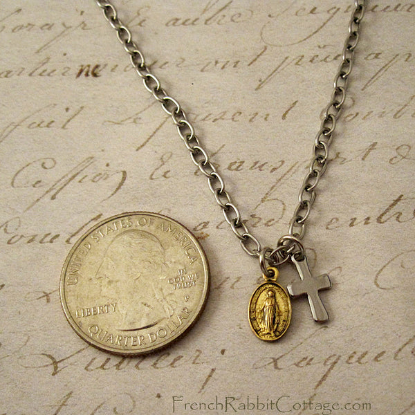 Minimalist Miraculous Medal Necklace ( Catholic Jewelry )
