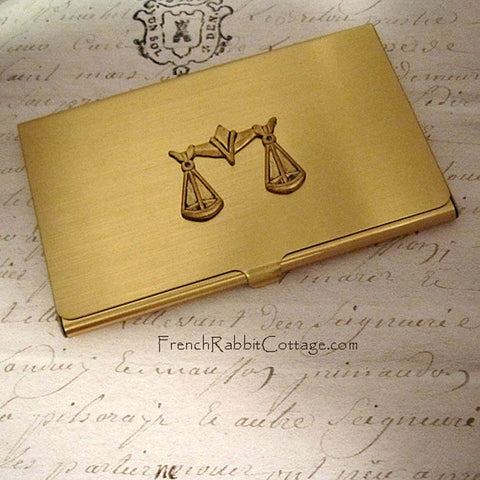 Lawyer Business Card Case with Scales of Justice
