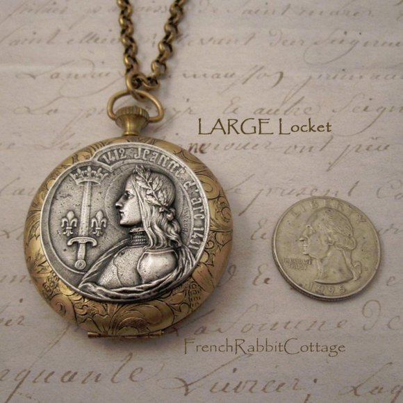 Large Joan of Arc Locket Necklace