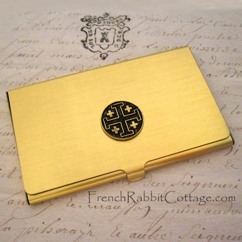 Jerusalem Cross Business Card Case Holder