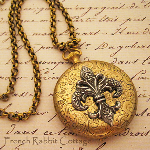 Fleur de Lis Locket Necklace