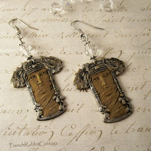 Mucha Art Nouveau Style Woman Earrings