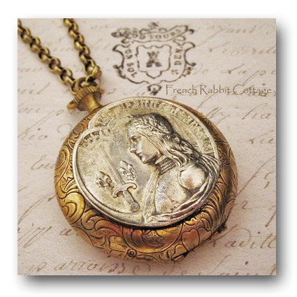 Joan of arc locket necklace